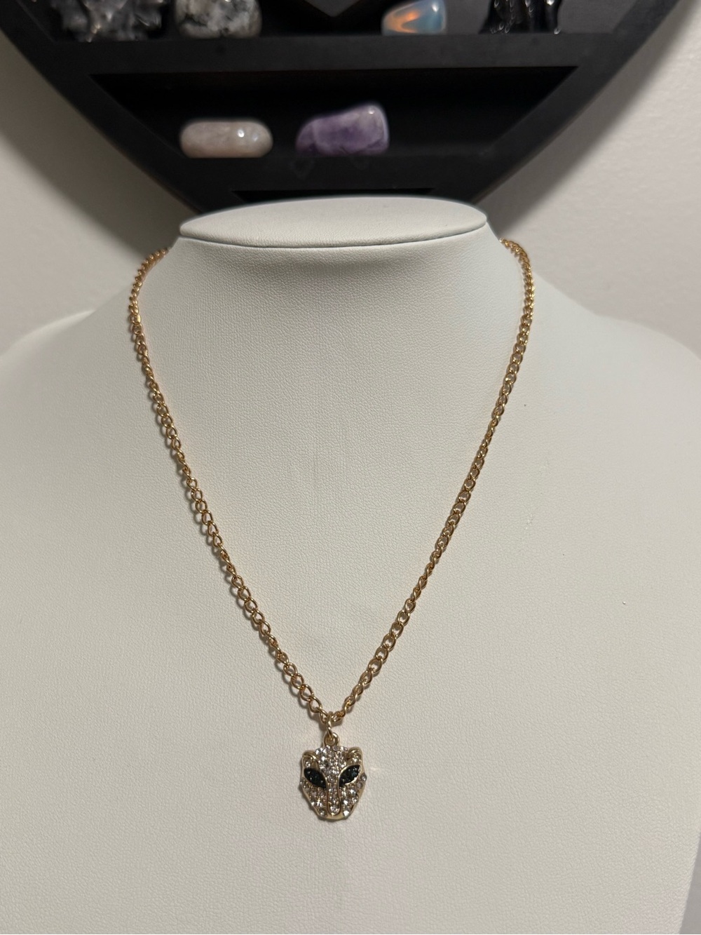 Rhinestone Panther Pendant Necklace